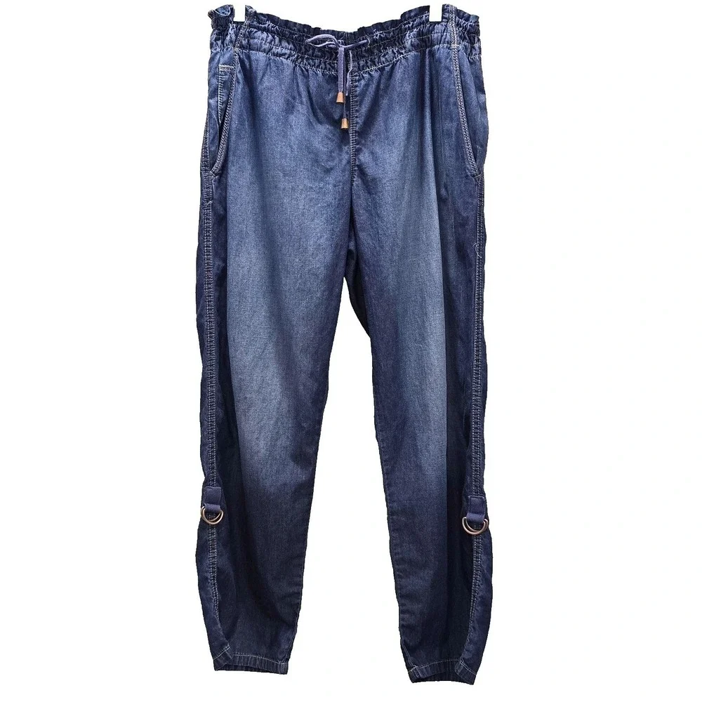 Calvin Klein Jeans Pants Women's 32/14 Blue Denim Jogger Drawstring Utility - Picture 1 of 10